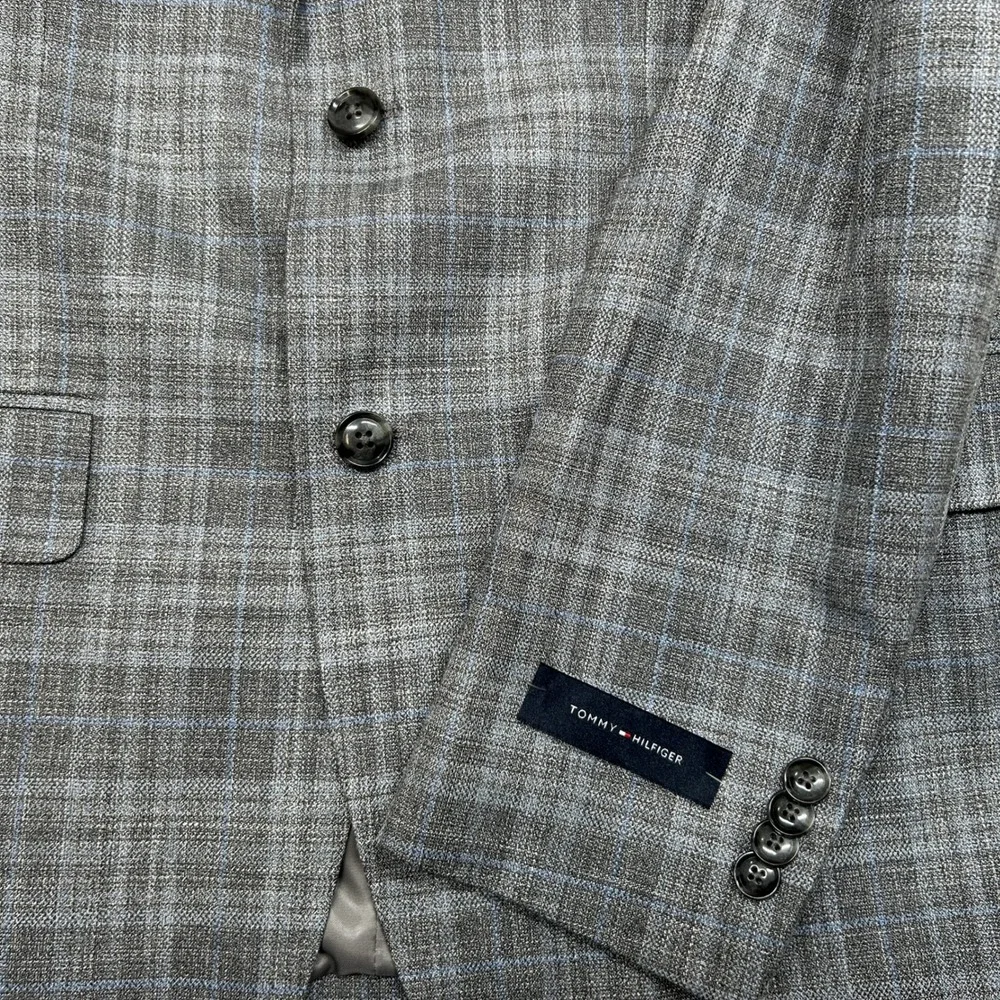 Tommy Hilfiger Modern-Fit Sport Coat Mens 40R 40 Gray Plaid $295‎ NEW